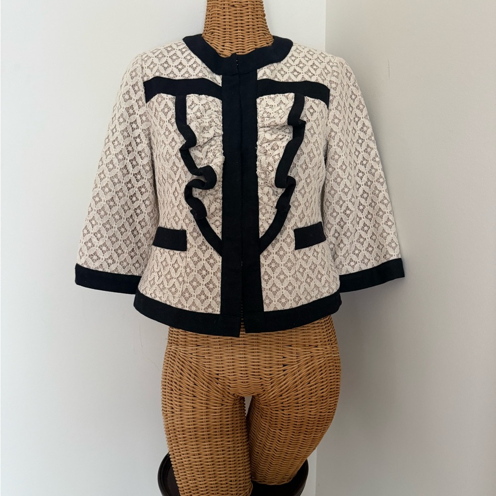 Anthropologie Tabitha Women's Black and Cream Blazer - Picture 1 of 8